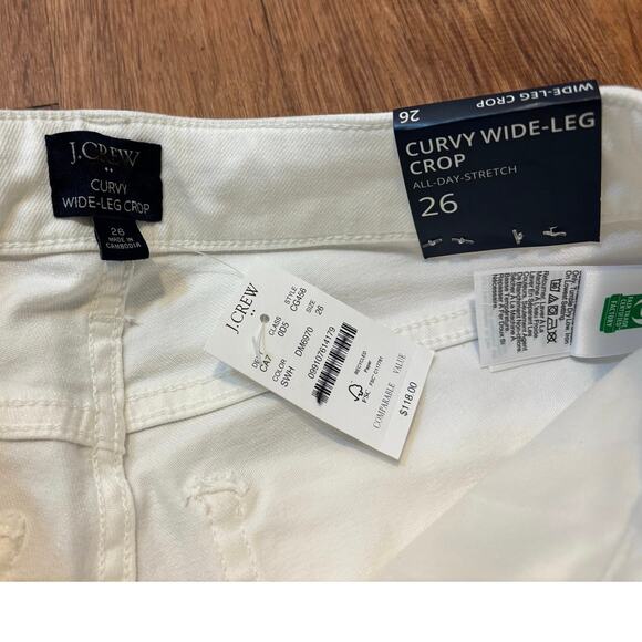 NWT J.Crew Curvy Wide Leg Cropped Jean In All Day Stretch White Size 26 - Picture 5 of 8